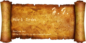Hörl Irén névjegykártya